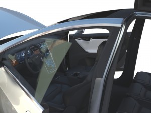tesla model x silver with interior and chassis Model 3D