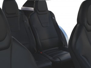 tesla model x silver with interior and chassis Model 3D