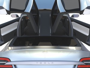 tesla model x silver with interior and chassis Model 3D