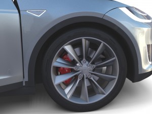 tesla model x silver with interior and chassis Model 3D