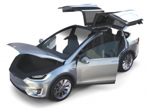 tesla model x silver with interior and chassis Model 3D