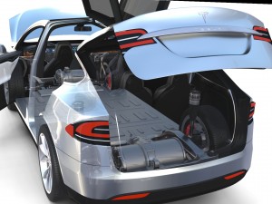 tesla model x silver with interior and chassis Model 3D