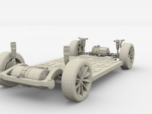 tesla model x silver with interior and chassis Model 3D