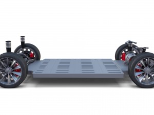 tesla model x silver with interior and chassis Model 3D