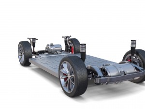 tesla model x silver with interior and chassis Model 3D