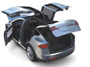 tesla model x silver with interior and chassis Model 3D