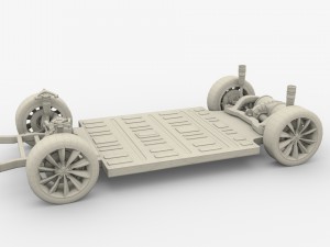 tesla model x silver with interior and chassis Model 3D