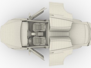 tesla model x silver with interior and chassis Model 3D