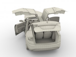 tesla model x silver with interior and chassis Model 3D