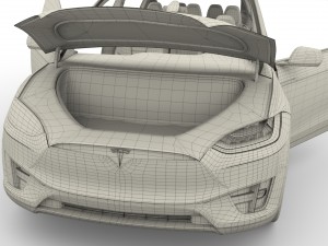 tesla model x silver with interior and chassis Model 3D