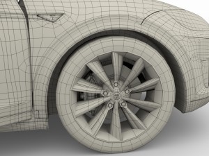 tesla model x silver with interior and chassis Model 3D