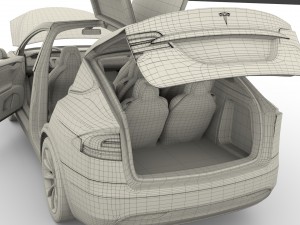 tesla model x silver with interior and chassis Model 3D