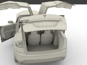 tesla model x silver with interior and chassis Model 3D