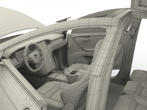tesla model x silver with interior and chassis Model 3D