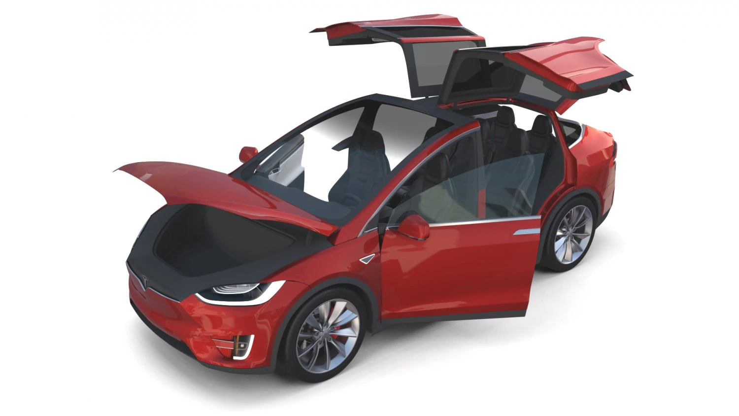 tesla model x red with interior 3D Model .c4d .max .obj .3ds .fbx .stl .blend 
