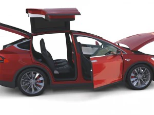 tesla model x red with interior 3D Model