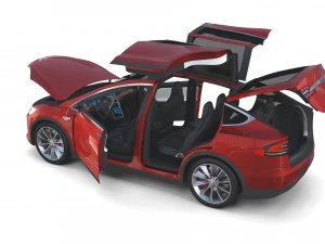 tesla model x red with interior 3D Model
