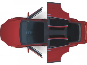 tesla model x red with interior 3D Model