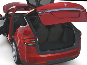 tesla model x red with interior 3D Model