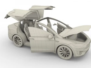 tesla model x red with interior 3D Model