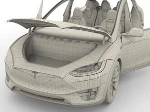 tesla model x red with interior 3D Model