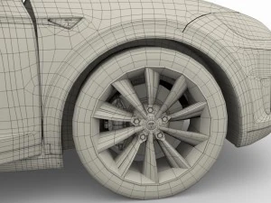tesla model x red with interior 3D Model