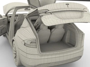 tesla model x red with interior 3D Model