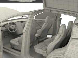 tesla model x red with interior 3D Model