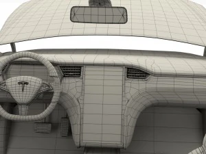 tesla model x red with interior 3D Model