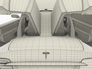 tesla model x red with interior 3D Model