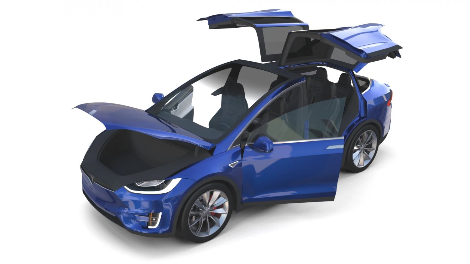 tesla model x blue with interior 3D Model .c4d .max .obj .3ds .fbx .stl .blend 