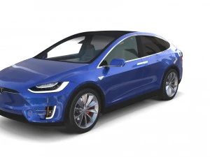 tesla model x blue with interior 3D Model