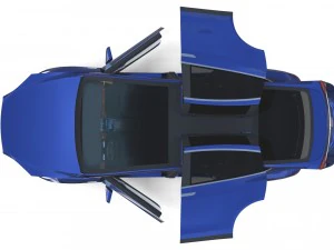 tesla model x blue with interior 3D Model