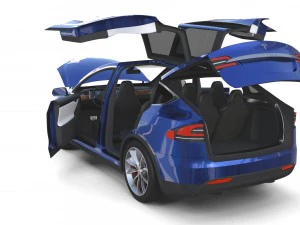 tesla model x blue with interior 3D Model