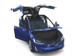 tesla model x blue with interior 3D Model