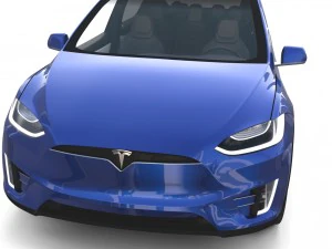 tesla model x blue with interior 3D Model