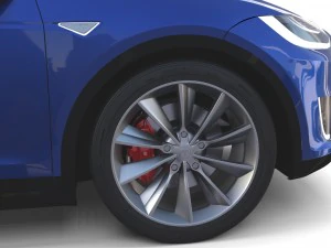 tesla model x blue with interior 3D Model