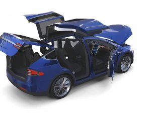 tesla model x blue with interior 3D Model