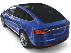 tesla model x blue with interior 3D Model