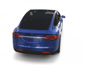 tesla model x blue with interior 3D Model