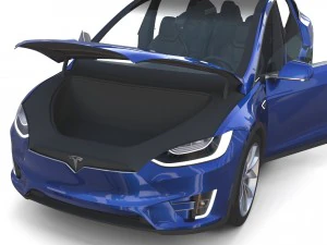 tesla model x blue with interior 3D Model