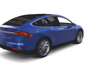 tesla model x blue with interior 3D Модель