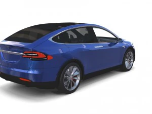 tesla model x blue with interior 3D Model