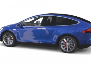 tesla model x blue with interior 3D Модель