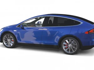 tesla model x blue with interior 3D Model