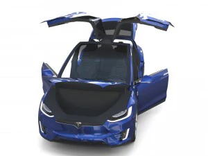 tesla model x blue with interior 3D Model