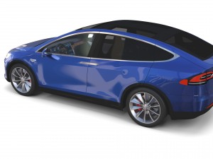 tesla model x blue with interior 3D Модель