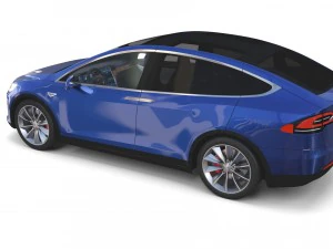 tesla model x blue with interior 3D Model