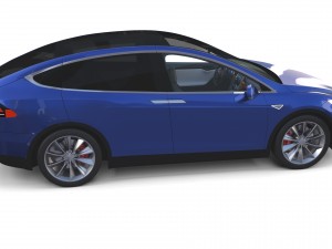 tesla model x blue with interior 3D Модель