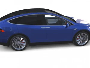 tesla model x blue with interior 3D Model